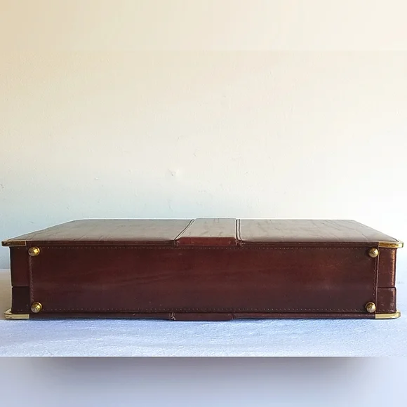 Vintage Genuine Leather Briefcase Attache Document Case - Picture 7 of 16